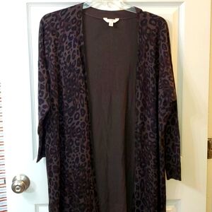 Terra and Sky Plus Cheetah Print Cardigan 0X